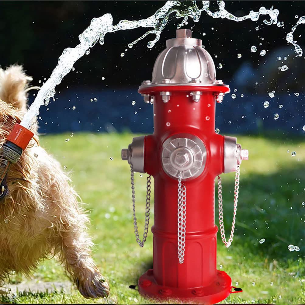 A dog peeing on a fire hydrant.