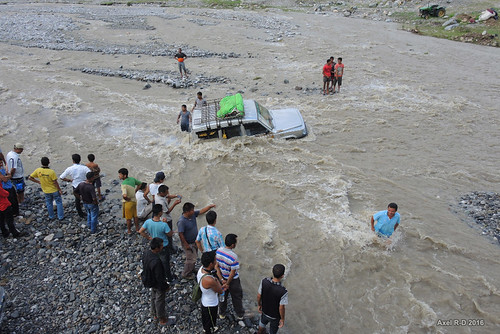 A flooded river crossing.