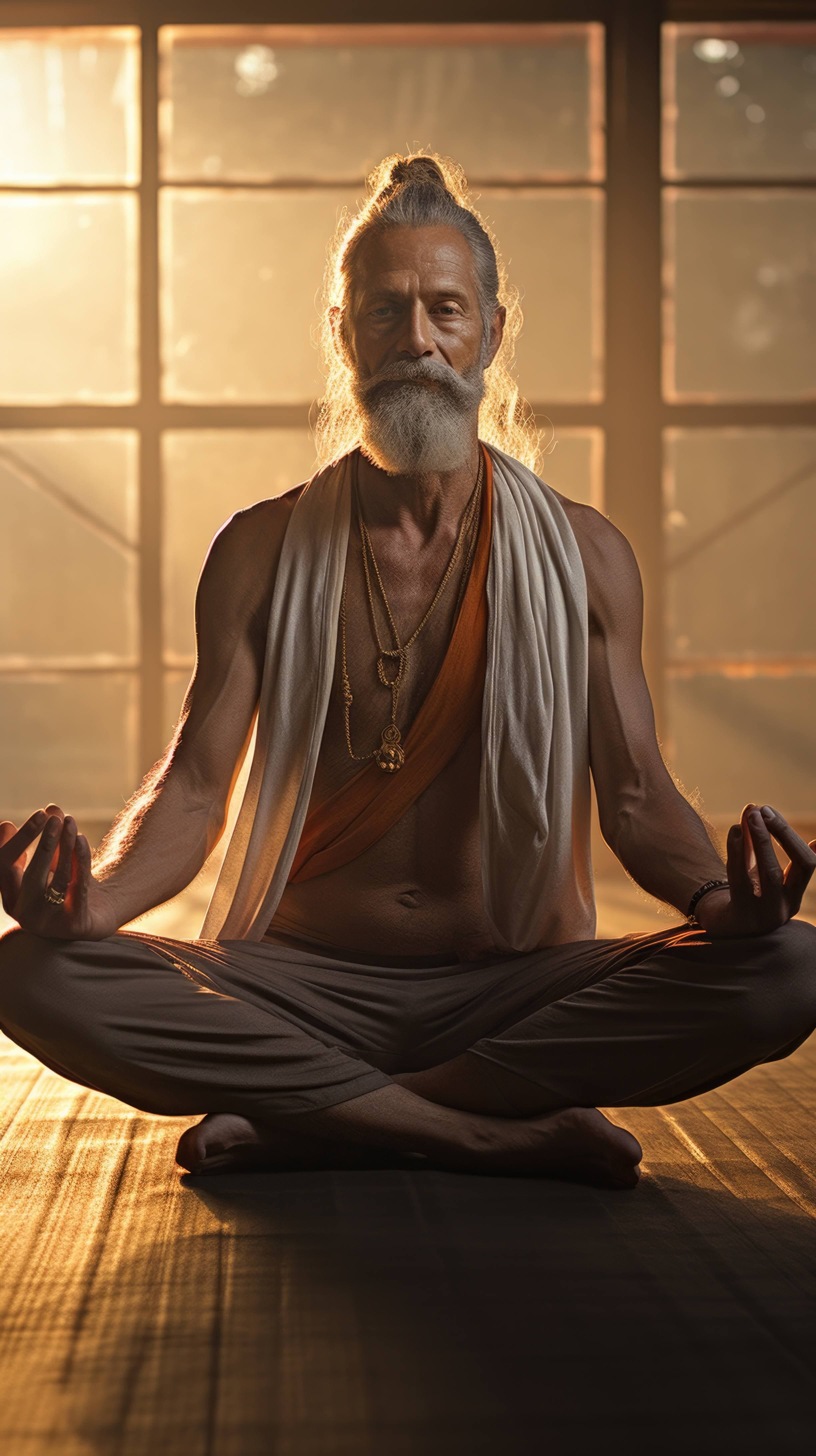 A person meditating with a serene expression.