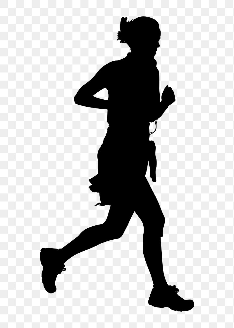 A silhouette of a person running away from a pursuing figure.