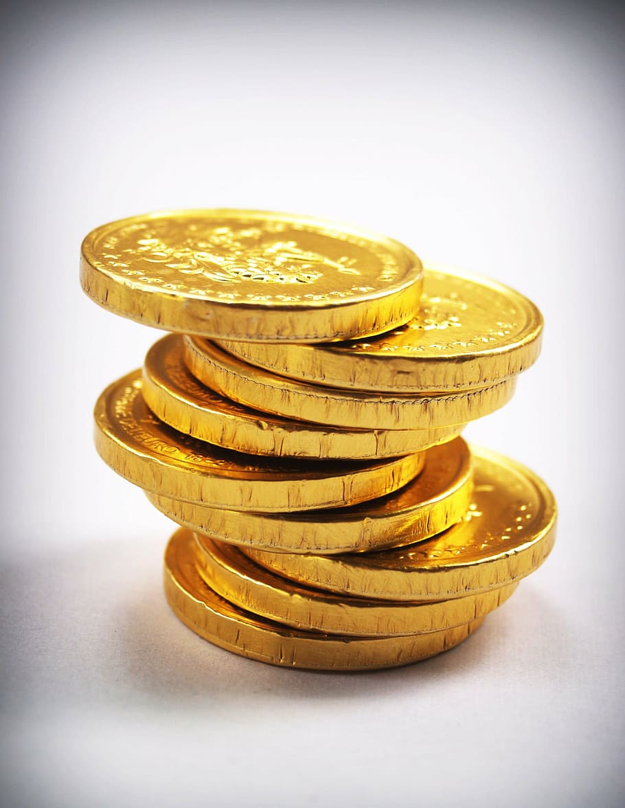 A stack of golden coins.