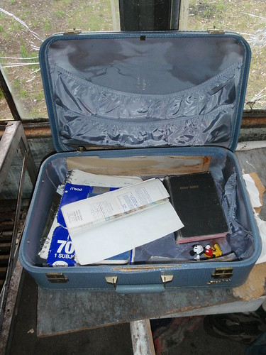 A suitcase left behind.