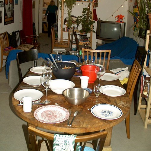 A table set with a meal for the deceased ancestors.