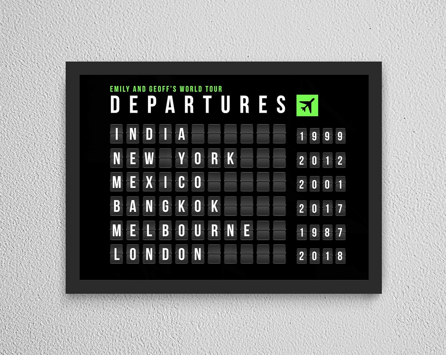 Airport departure board with missed flights