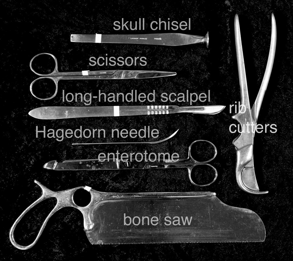 Autopsy tools or instruments.