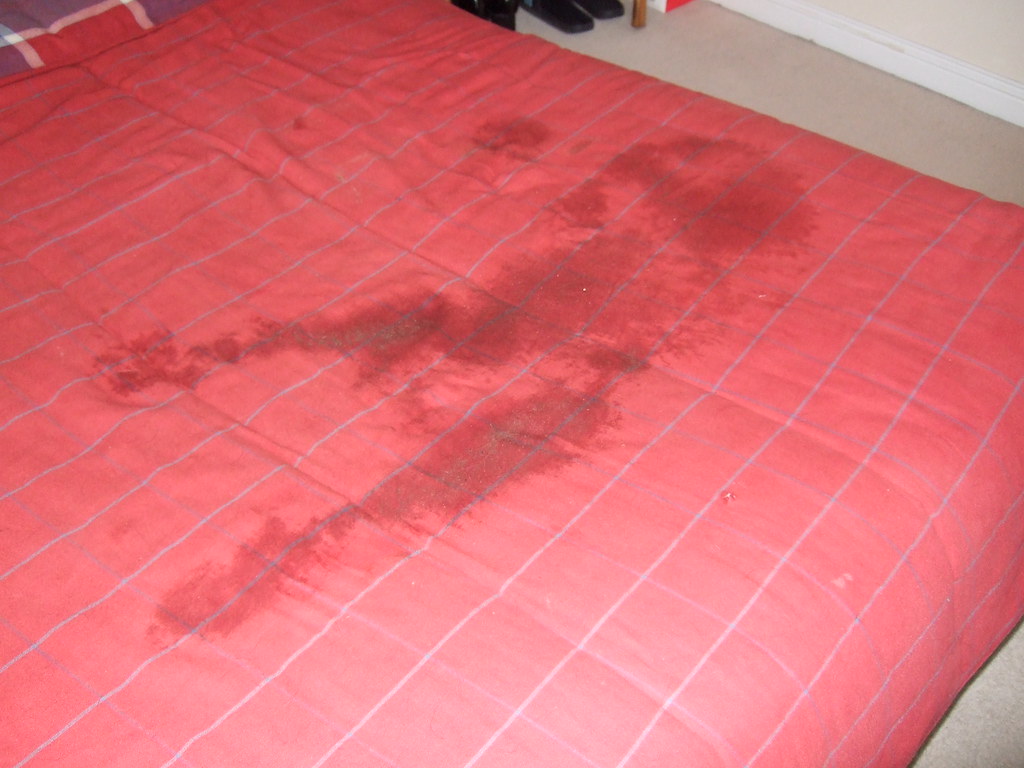 Bed with a wet spot