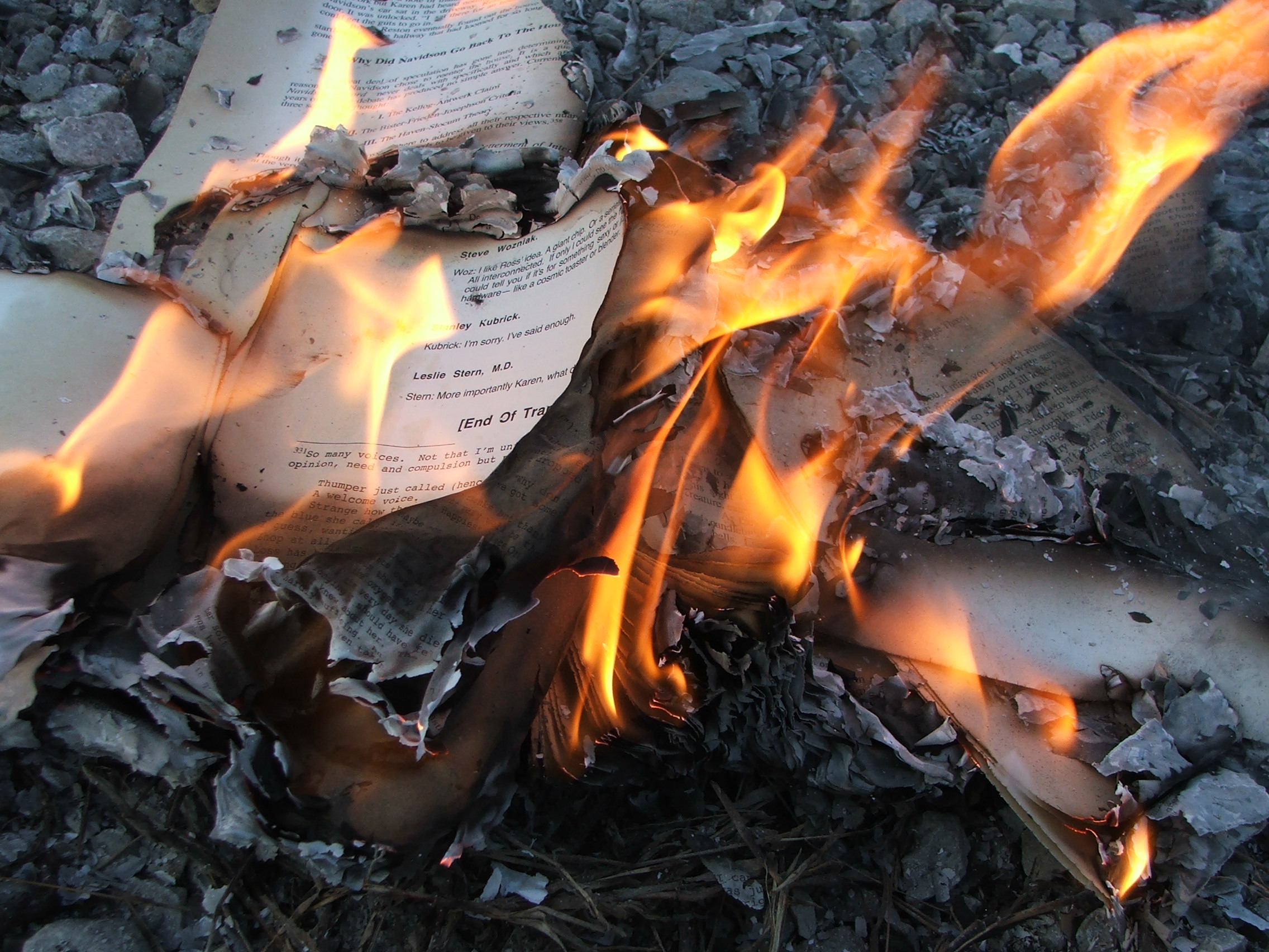 Burning Bible pages