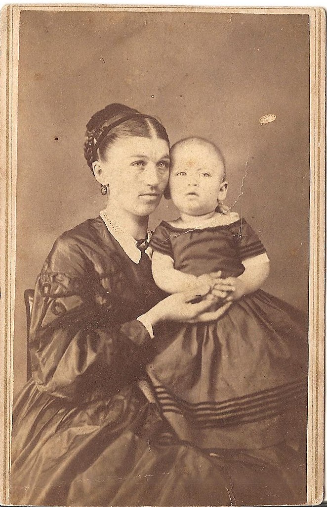 Childhood photograph with a mother