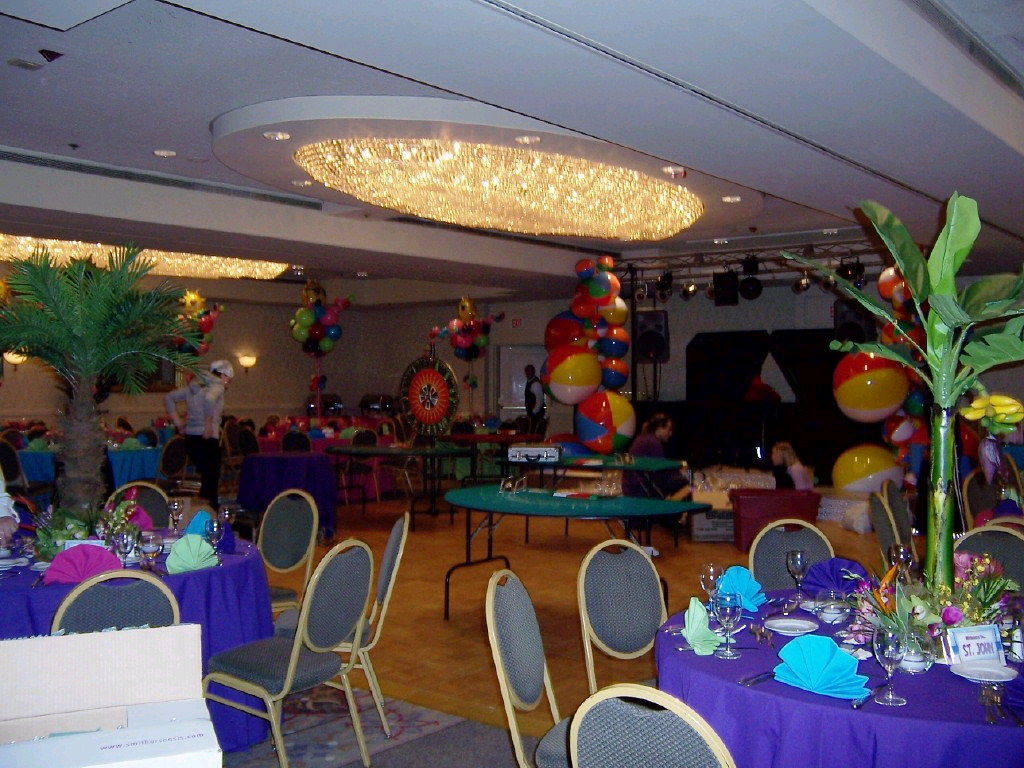 Empty party decorations or a party table with no attendees
