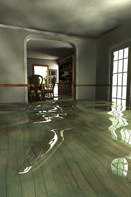 Flooded interior of a house