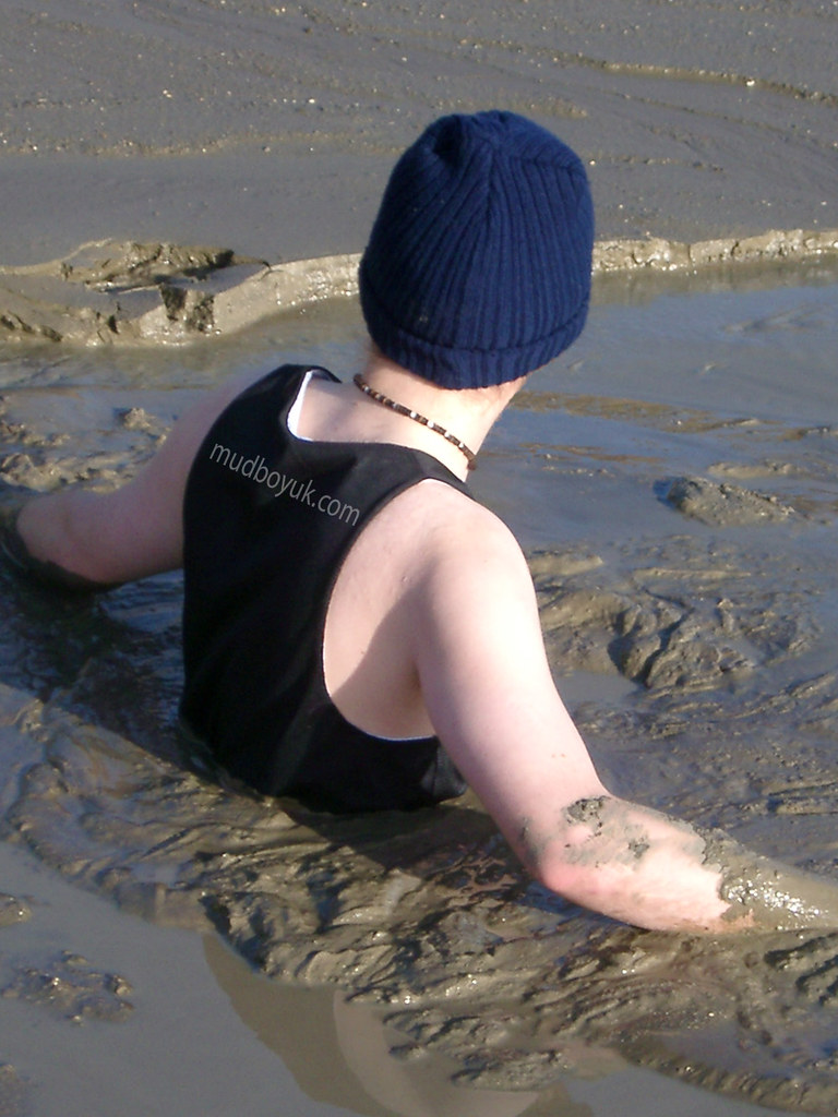 Person sinking in mud.
