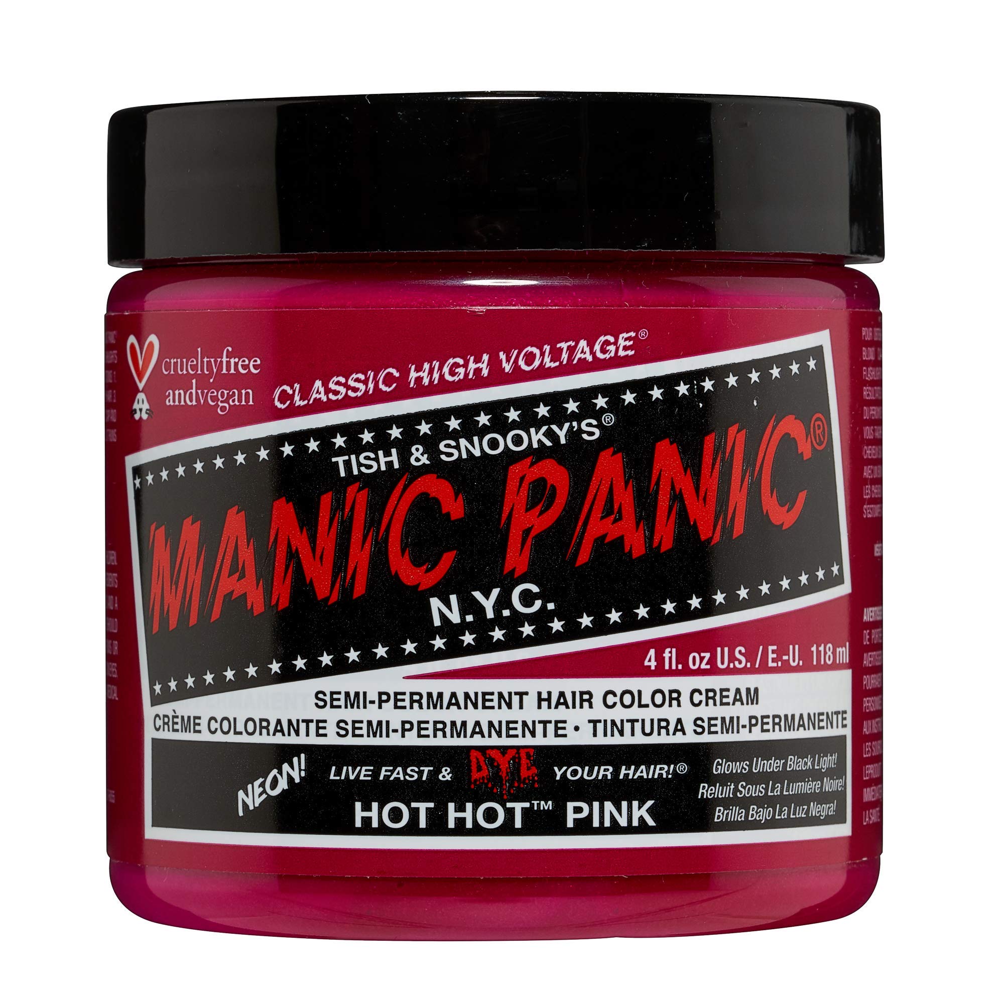 Pink hair dye bottle