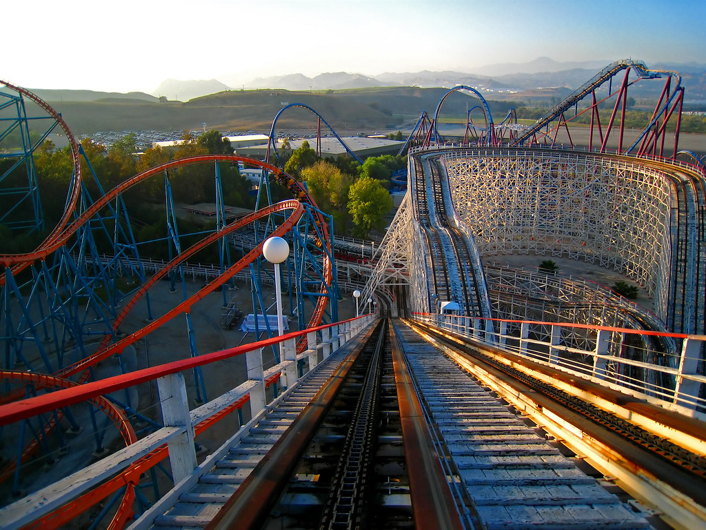 Roller coaster tracks.