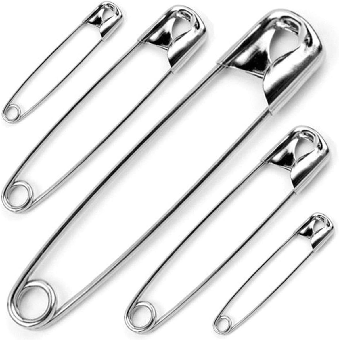 Safety pin being worn on clothing.