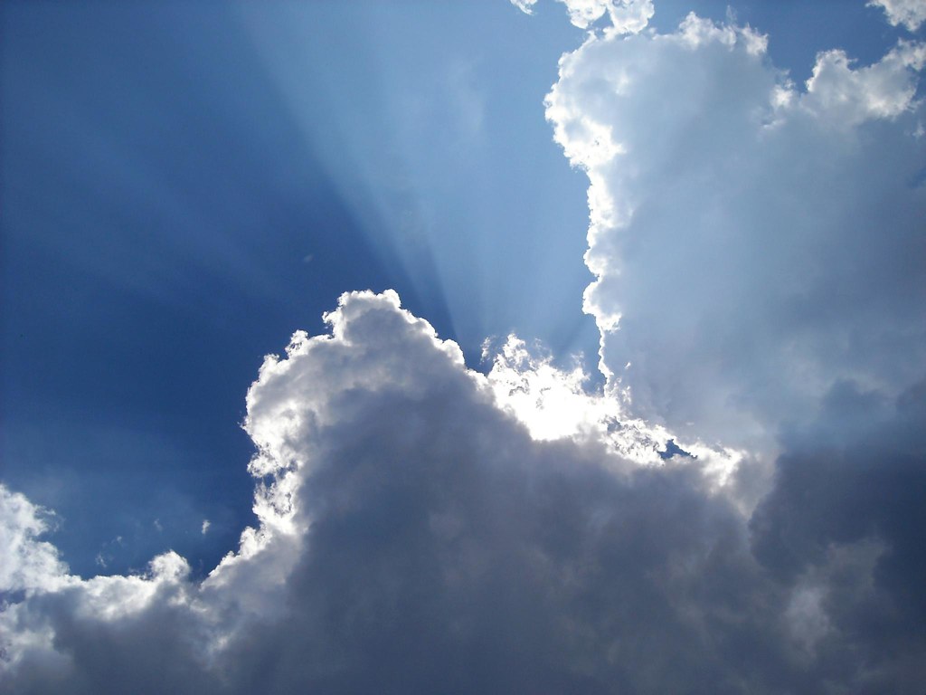 Skylight shining through clouds