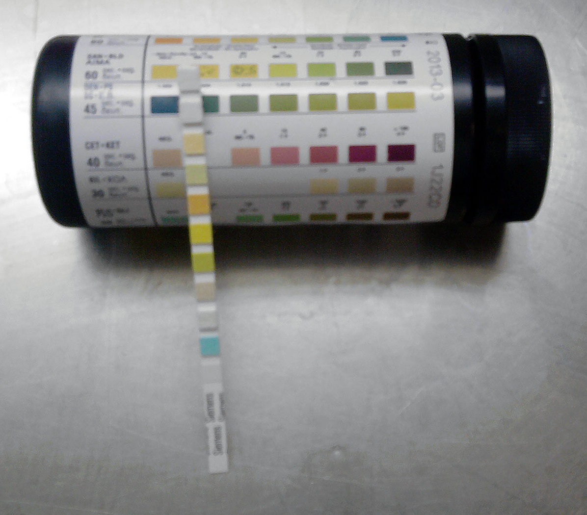 Urine sample test strip